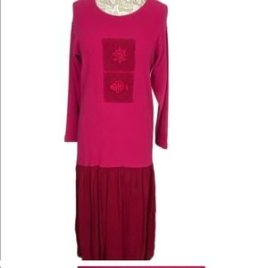 LAST CHANCE Johnny Was Vintage T-Shirt Embroidered Floral Fish Dress S